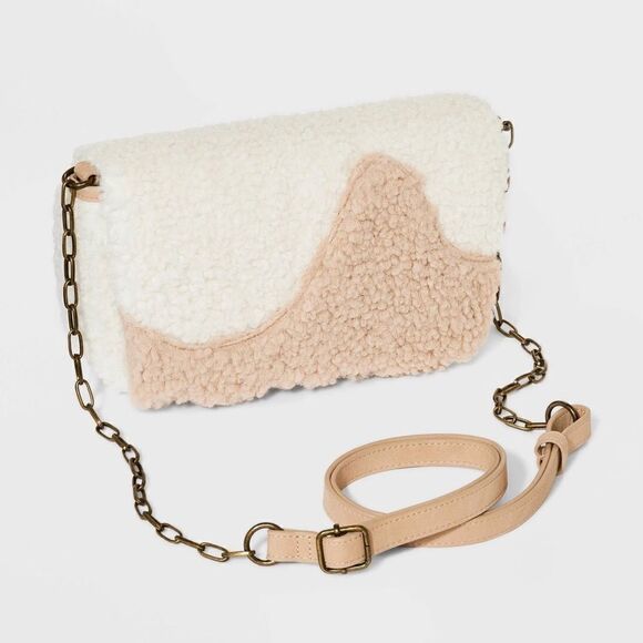 NWT … UNIVERSAL THREAD Cream Sherpa Crossbody / Purse - Picture 3 of 10